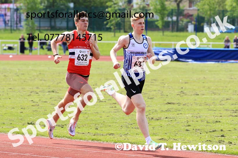 Mens Under-20s 800 metres 2023 North Eastern Track and Field Champs., Middlesbrough Sports Village, Middlesbrough. Photo: David T. Hewitson/Sports for All Pics